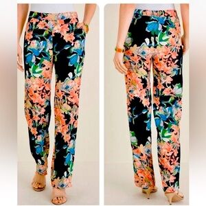 Chico's Tropical Smocked Pull-On Pants, Size 2